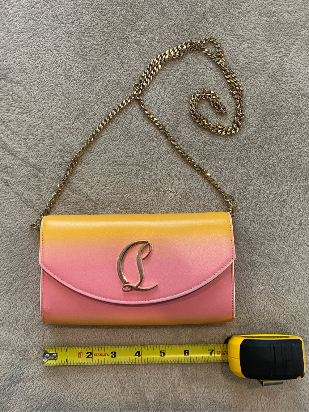 Christian Louboutin Gradient Pink to Yellow Chain Crossbody Bag